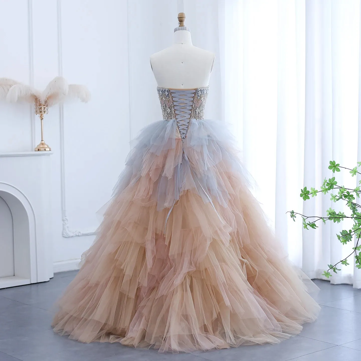 Rose Gold Ball Gown with Ruffles