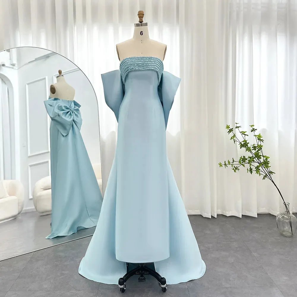 Sage Green Evening Dress with Beaded Cape
