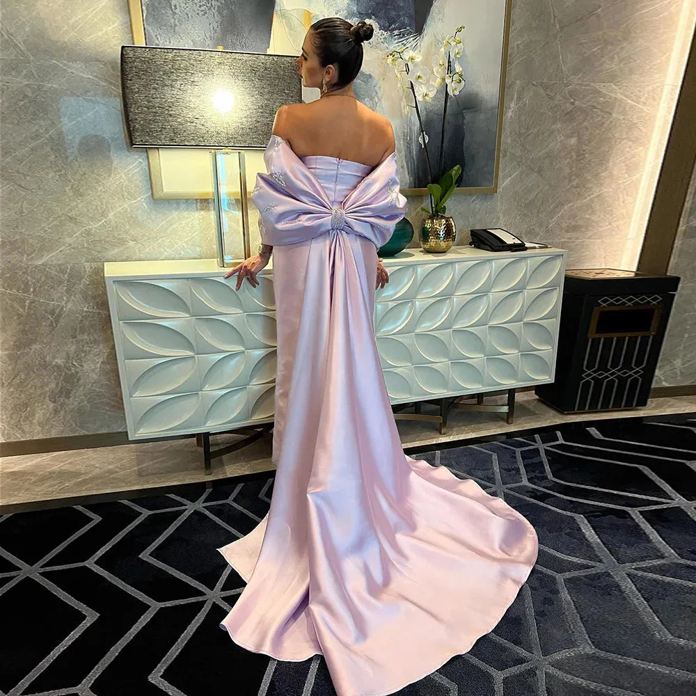 Sage Green Evening Dress with Beaded Cape