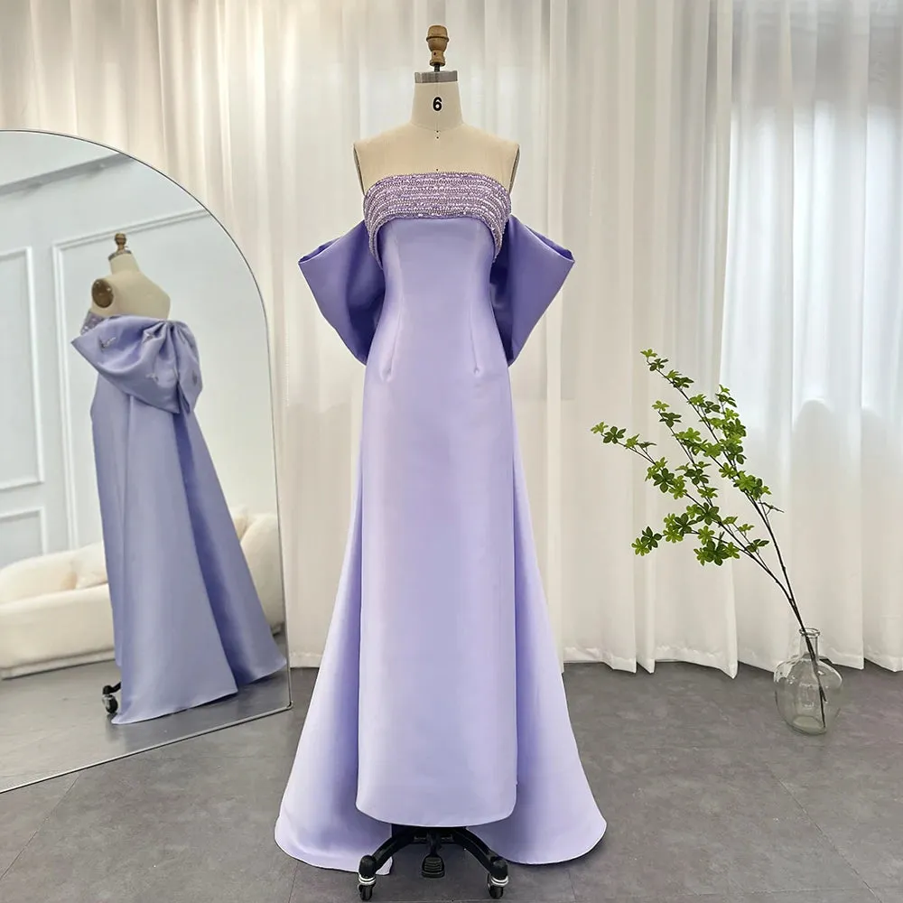 Sage Green Evening Dress with Beaded Cape