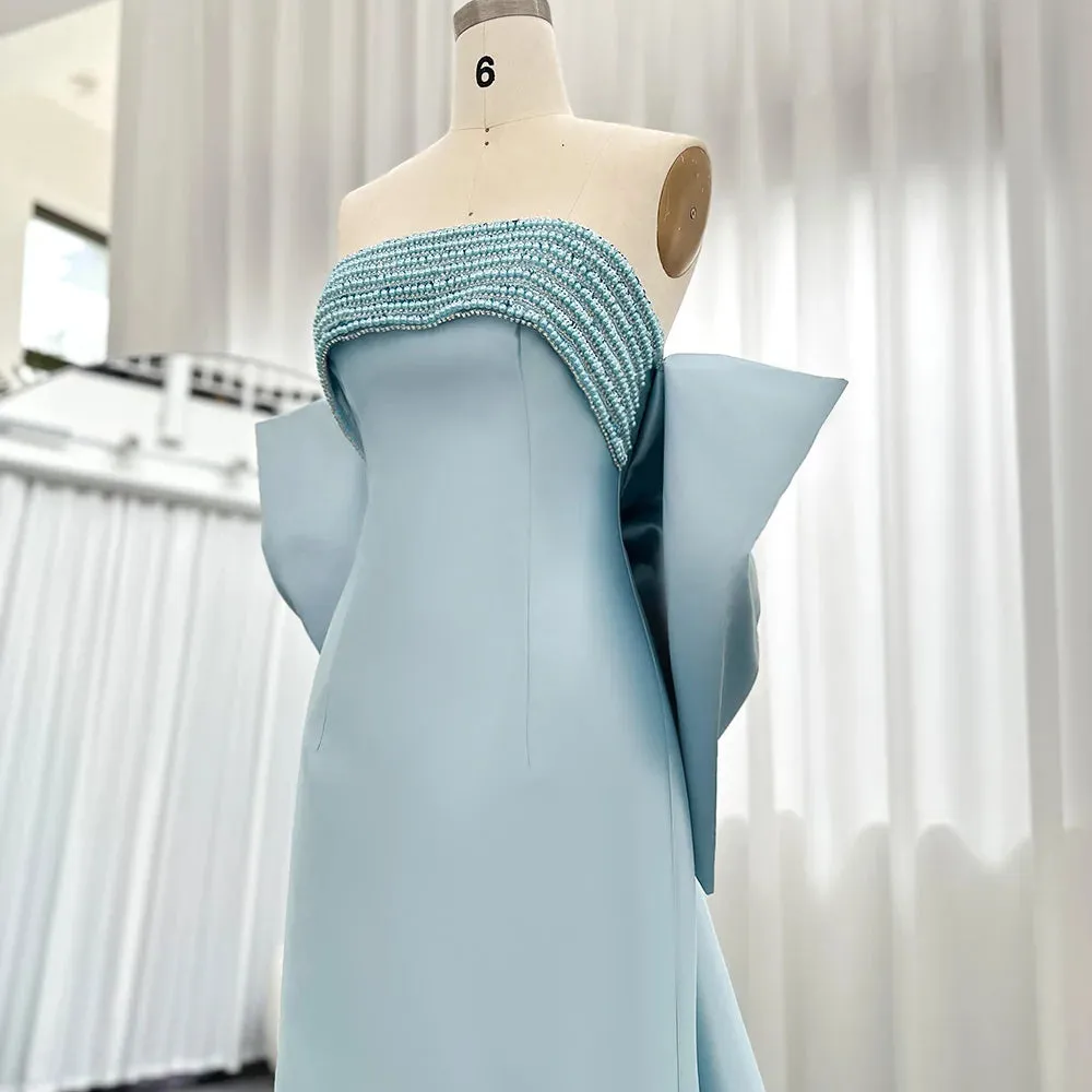 Sage Green Evening Dress with Beaded Cape
