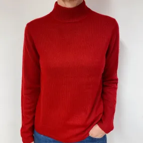 Scarlet Red Cashmere Turtle Neck Jumper Medium