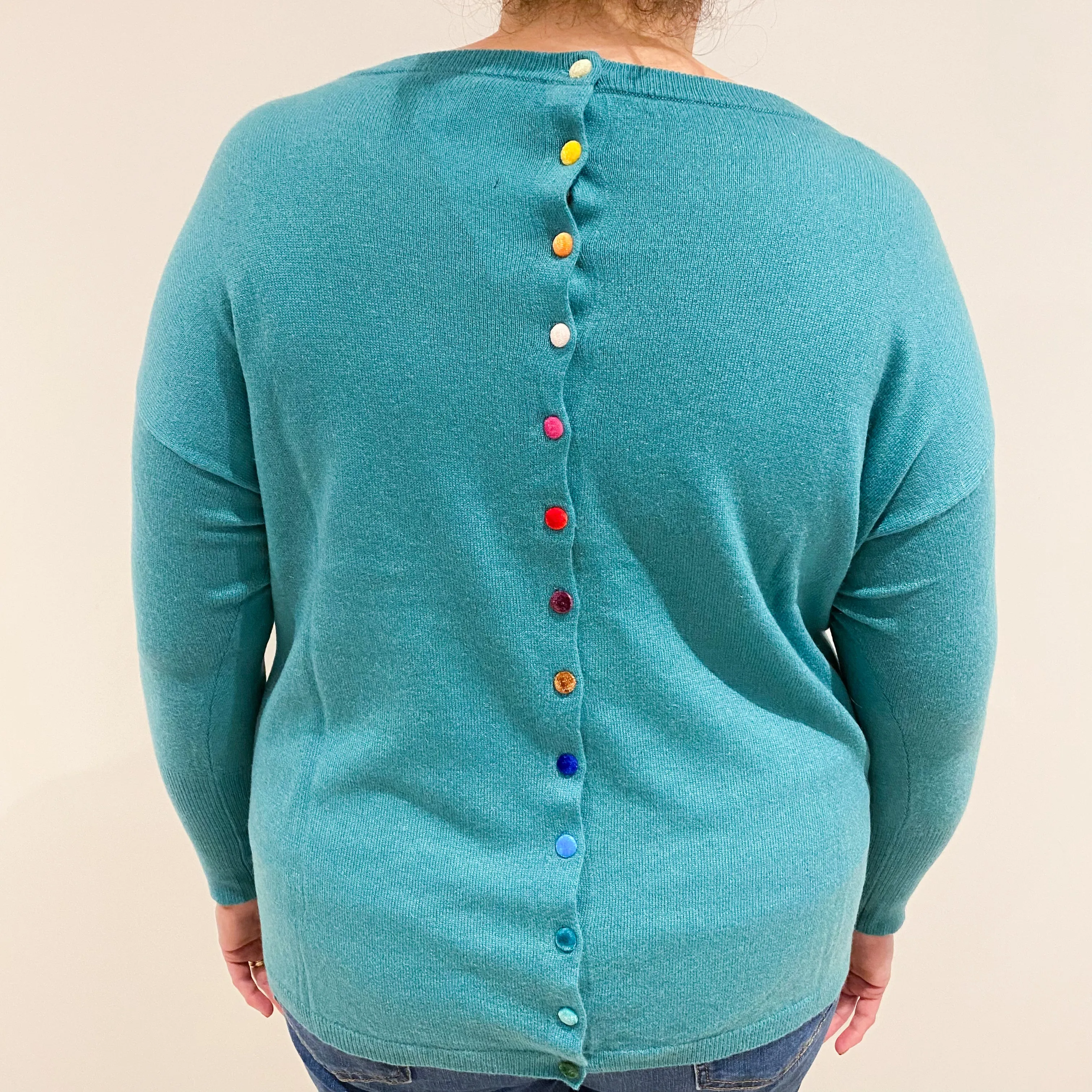 Sea Green Cashmere Crew Neck Jumper Extra Large