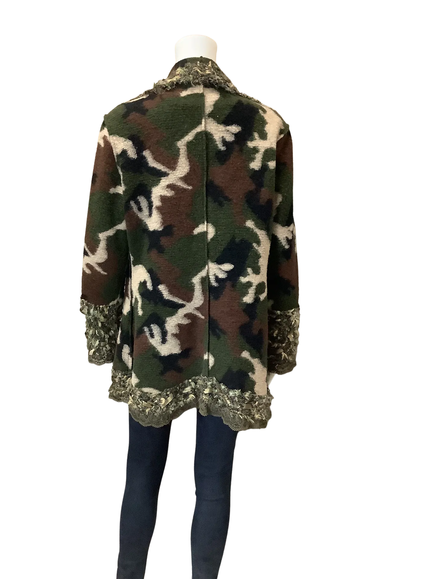 Simone Chang Womans Cardigan Open Front Camo Size: 6