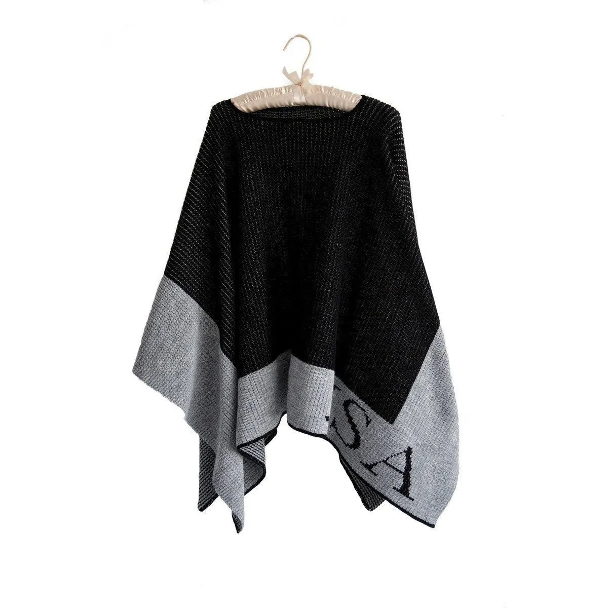 Single Border Personalized Blanket Poncho