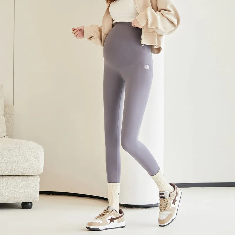 Sleek Maternity Leggings with High Waist Support Thin Tights