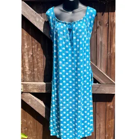 Sleeveless Italian Spot Print Midi Dress | Blue