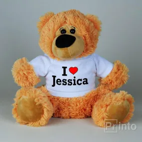Soft brown Teddy Bear toy - I love Jessica
