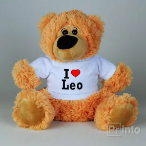 Soft brown Teddy Bear toy - I love Leo