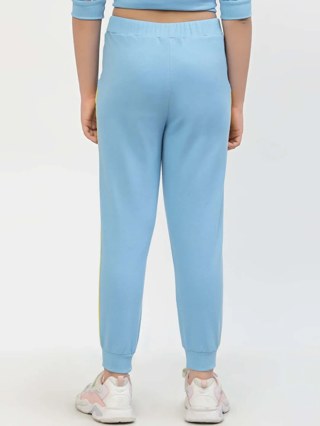 Spunkies Organic Cotton Side Stripe Girls Joggers Blue