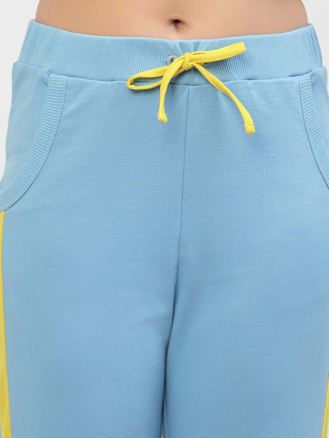 Spunkies Organic Cotton Side Stripe Girls Joggers Blue
