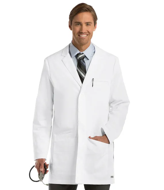 SVH - Lab Techs & Phlebs - 0917 White Mens 6 Pocket Hidden Pocket Lab Coat
