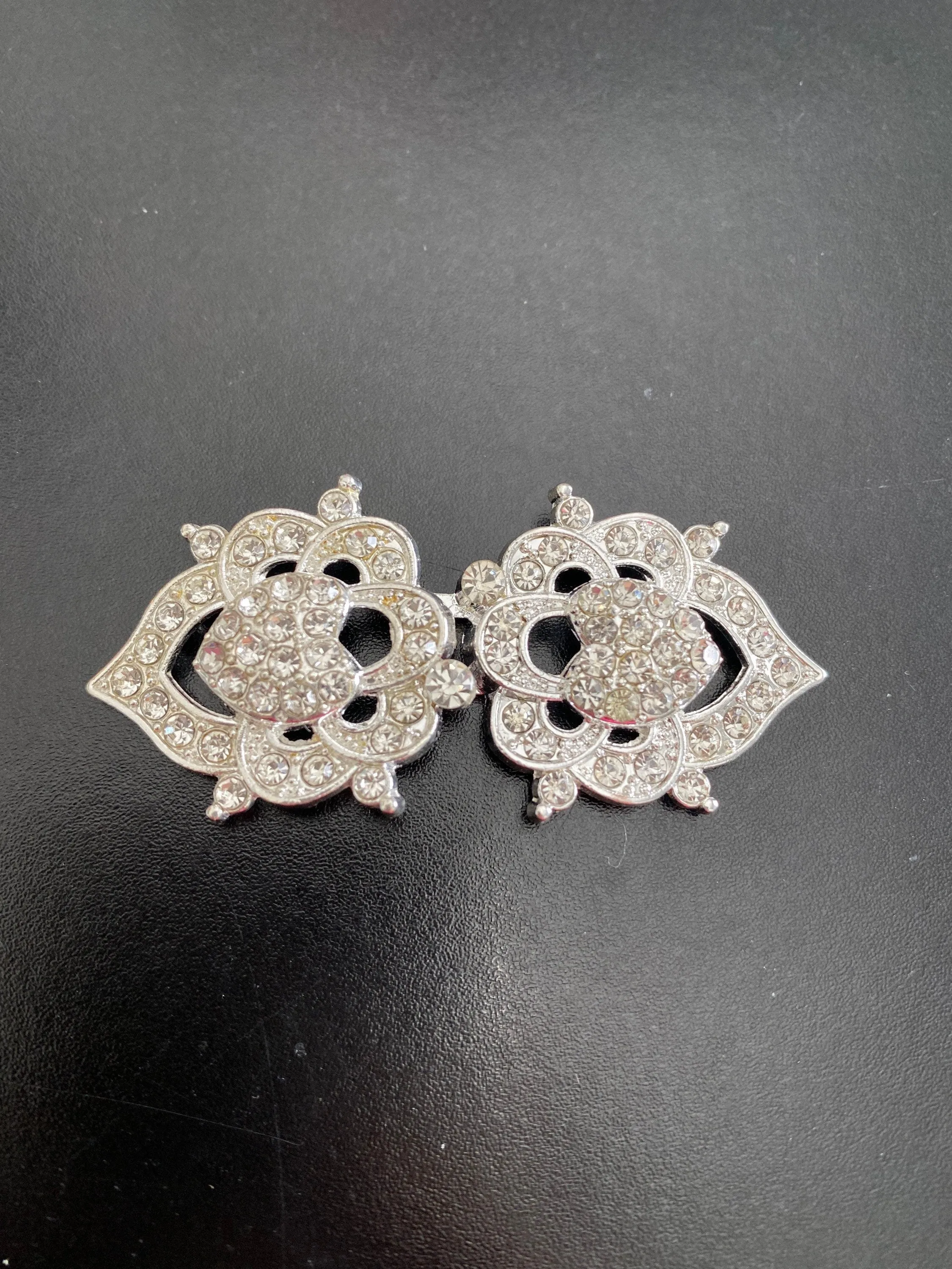 Sweater Clips Silver Rhinestone Heart Cardigan Clasp Sweater Clip Coat Clasps Wedding Clips Gift Gifts for Her by Fabulici