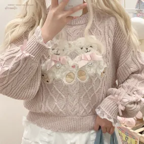 Teddy Bear Springtime Bells       Cutecore  Top Kawaii Academia Y2K Cottagecore Coquette Fairycore Dollette Princesscore