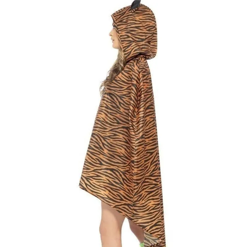 Tiger Party Poncho Adult Orange Black Drawstring Bag