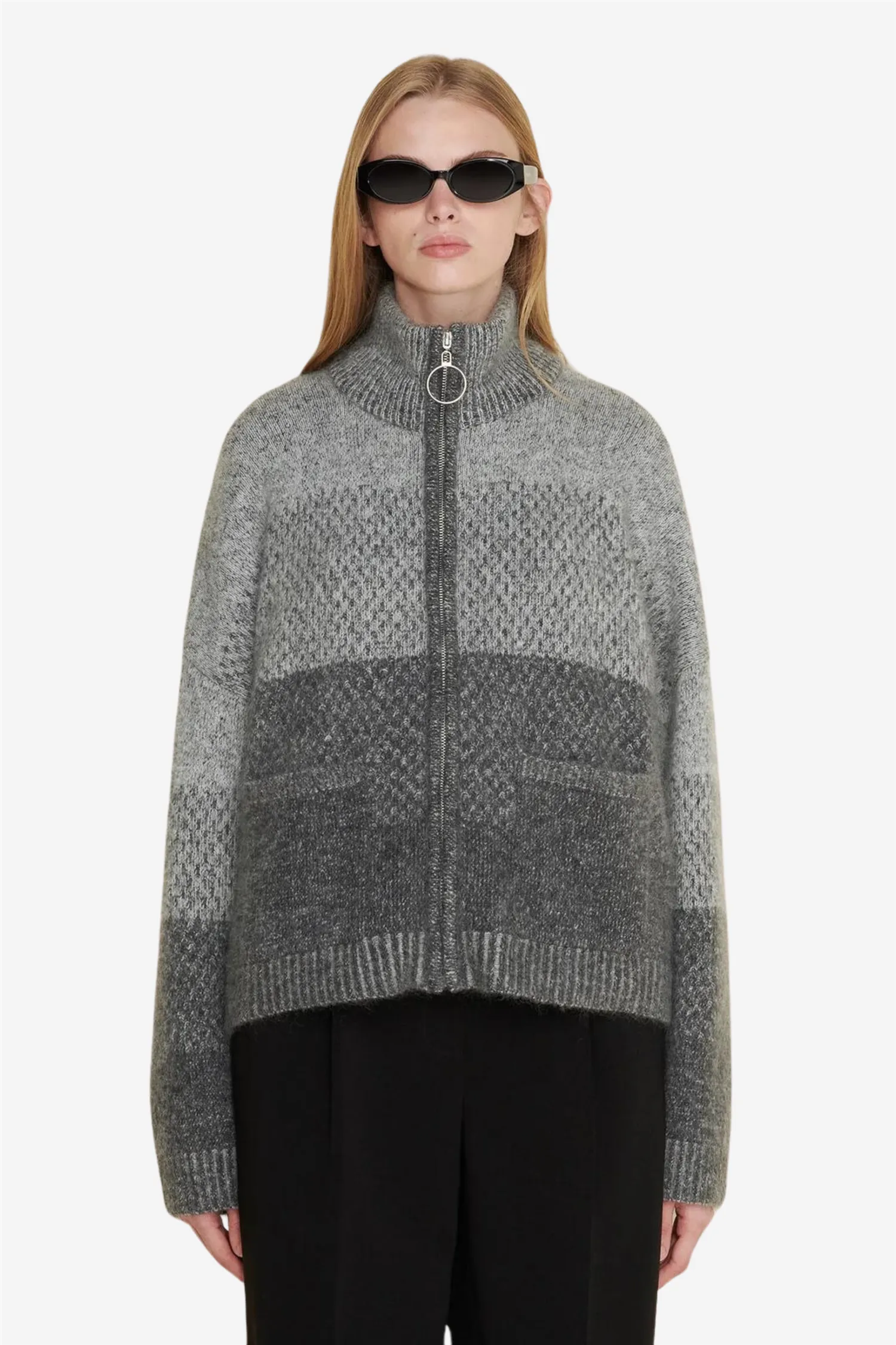 Tine Knit Cardigan Dk. Grey Mix