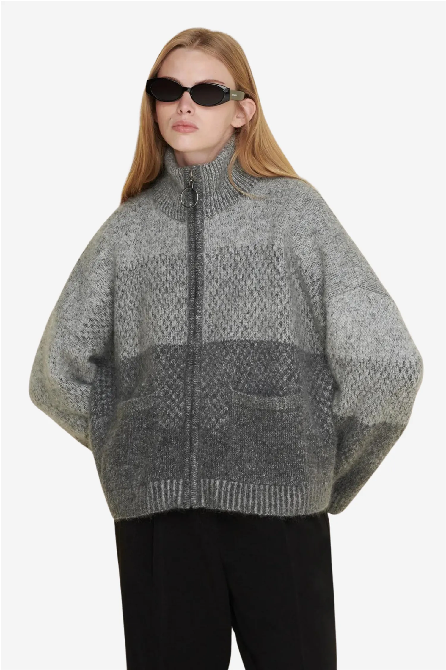 Tine Knit Cardigan Dk. Grey Mix
