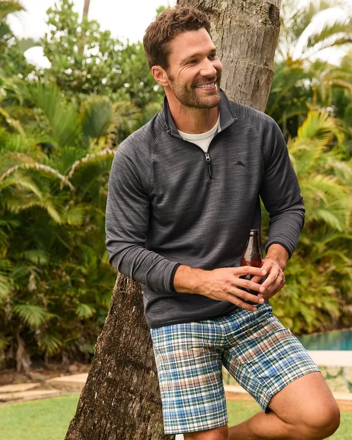 Tommy Bahama Men's IslandZone Palm Pro Half Zip Pullover Sweater - Black
