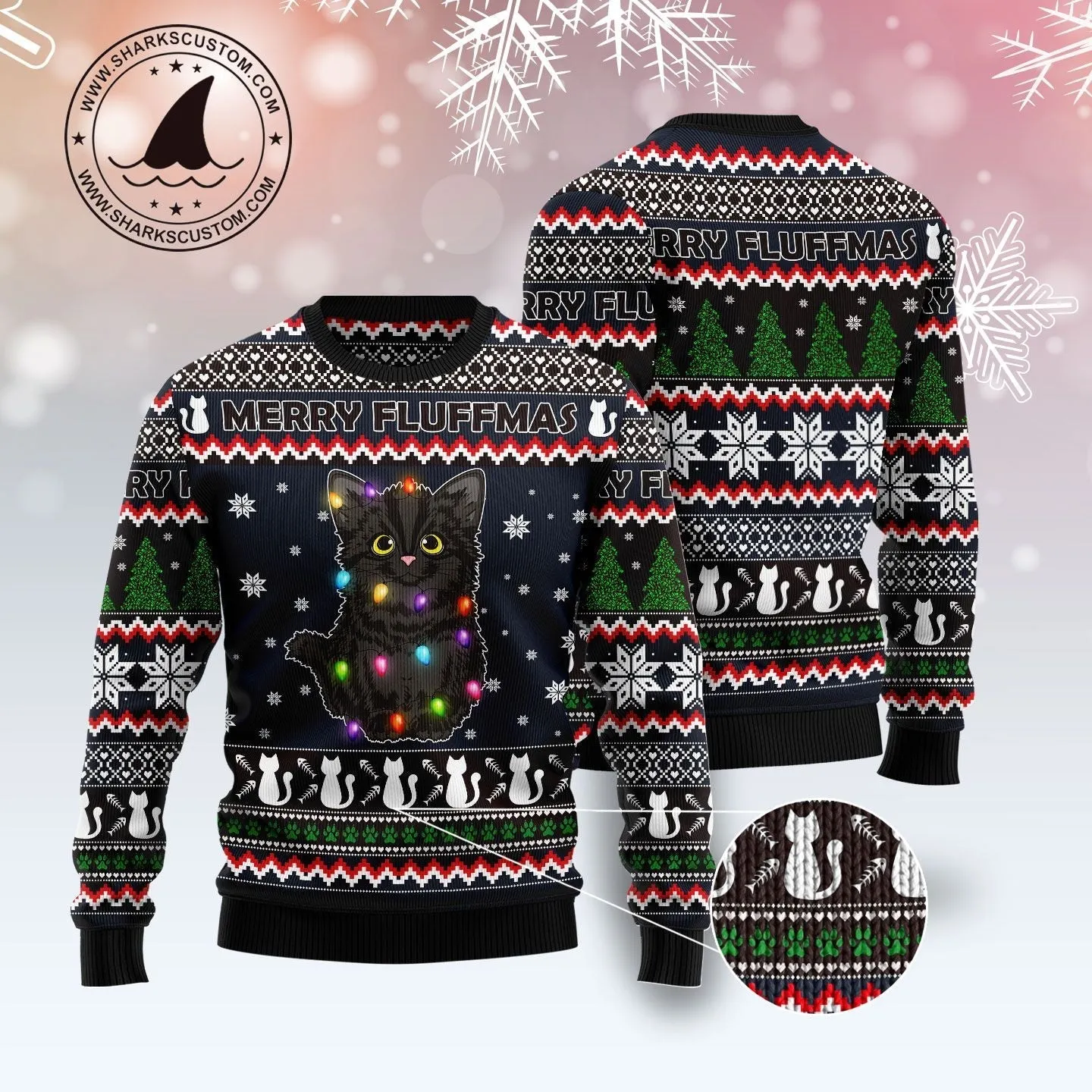 Ugly Christmas Sweater JulesRoche All-Over-Print Cotton Wool Pullover