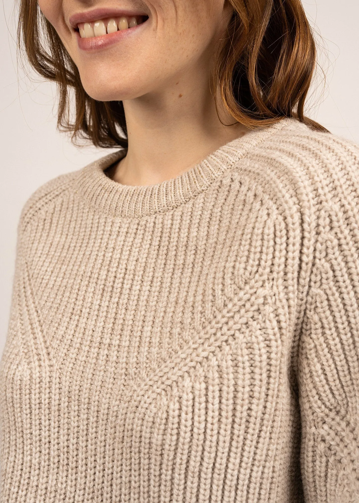 Victoria jumper with murex details - in blended wool (NATUREL/CHAMPAGNE)