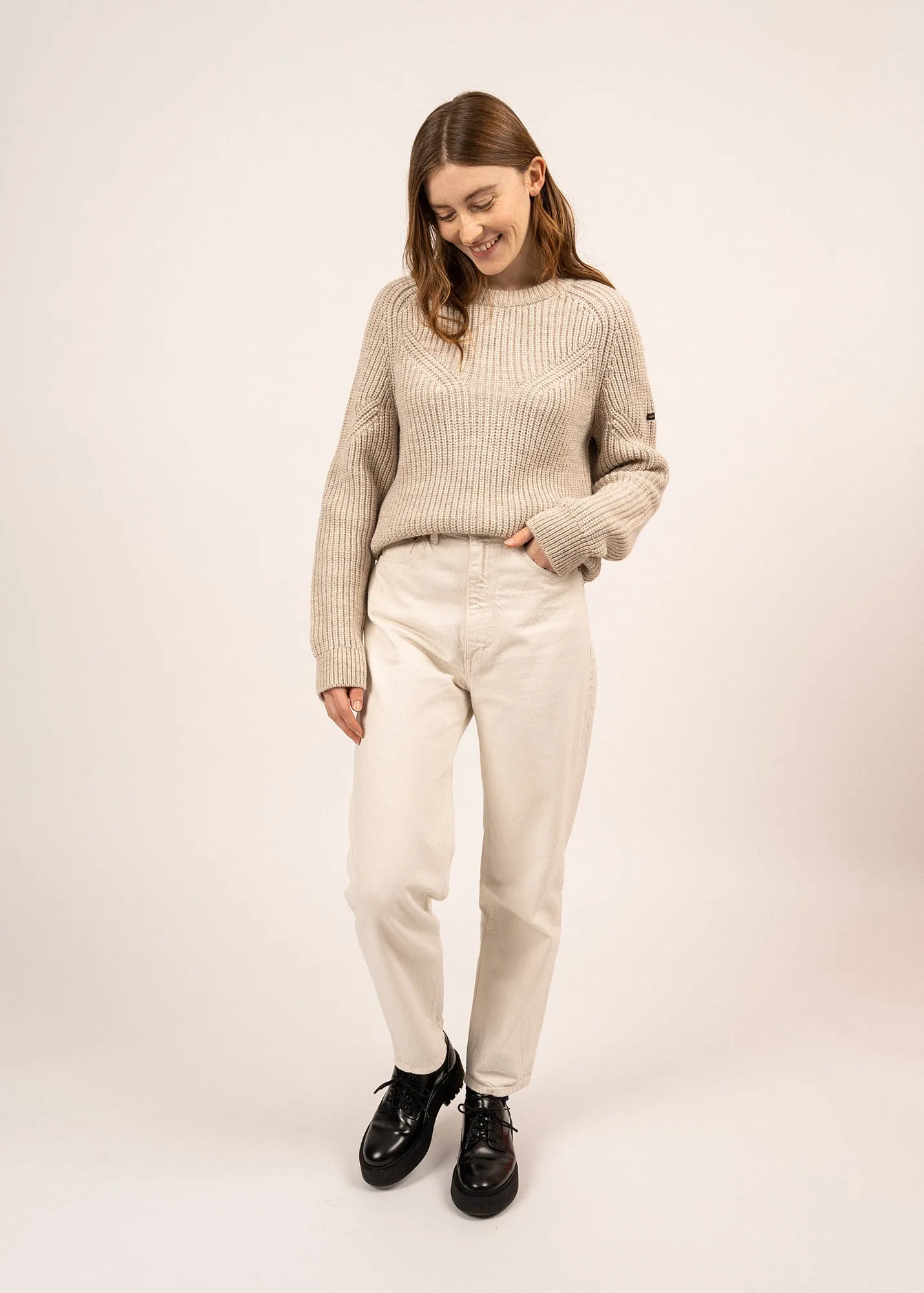 Victoria jumper with murex details - in blended wool (NATUREL/CHAMPAGNE)