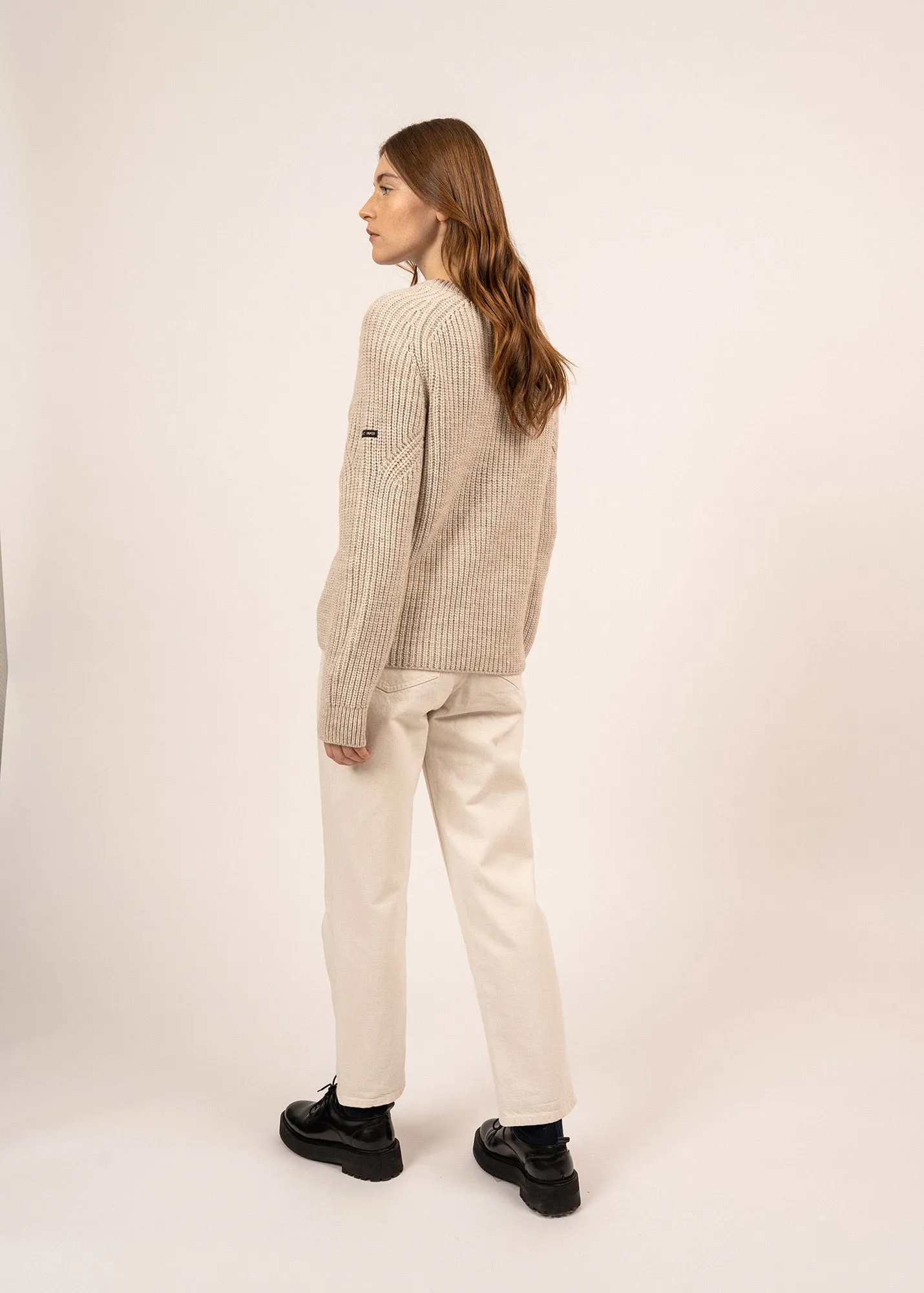 Victoria jumper with murex details - in blended wool (NATUREL/CHAMPAGNE)