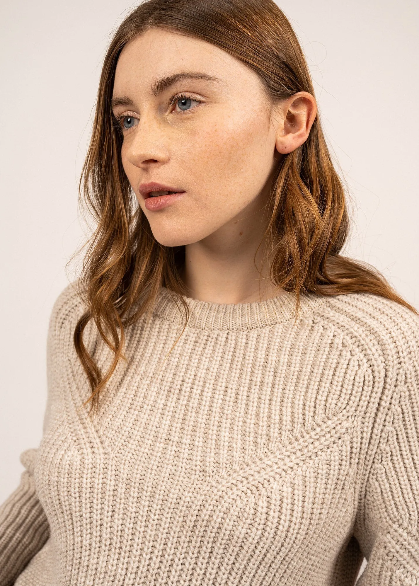 Victoria jumper with murex details - in blended wool (NATUREL/CHAMPAGNE)