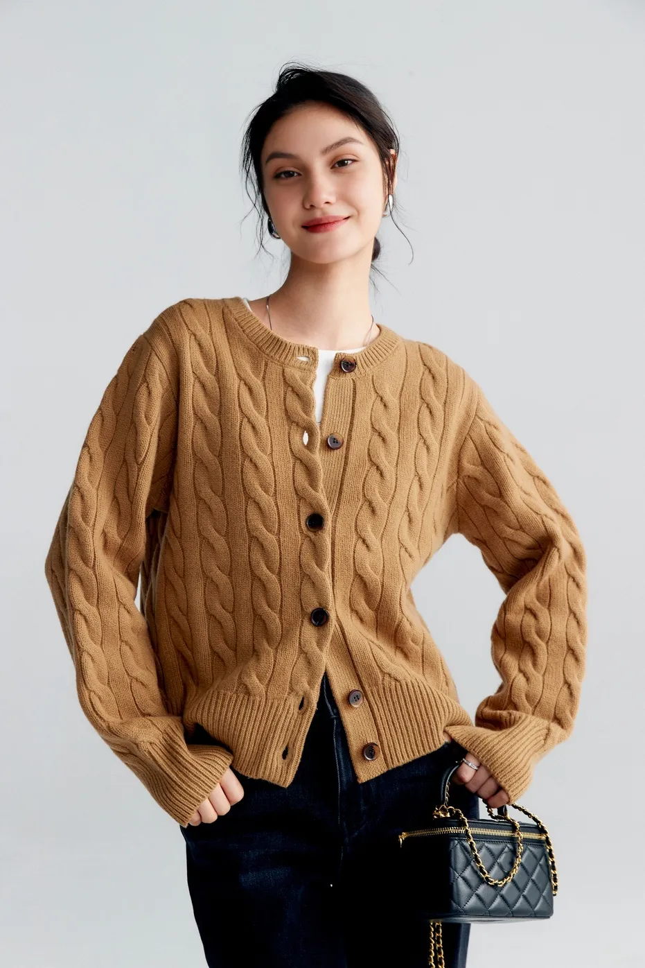 Vintage 100 Wool Cable Knit Cardigan