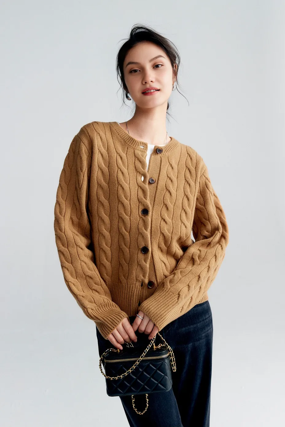 Vintage 100 Wool Cable Knit Cardigan