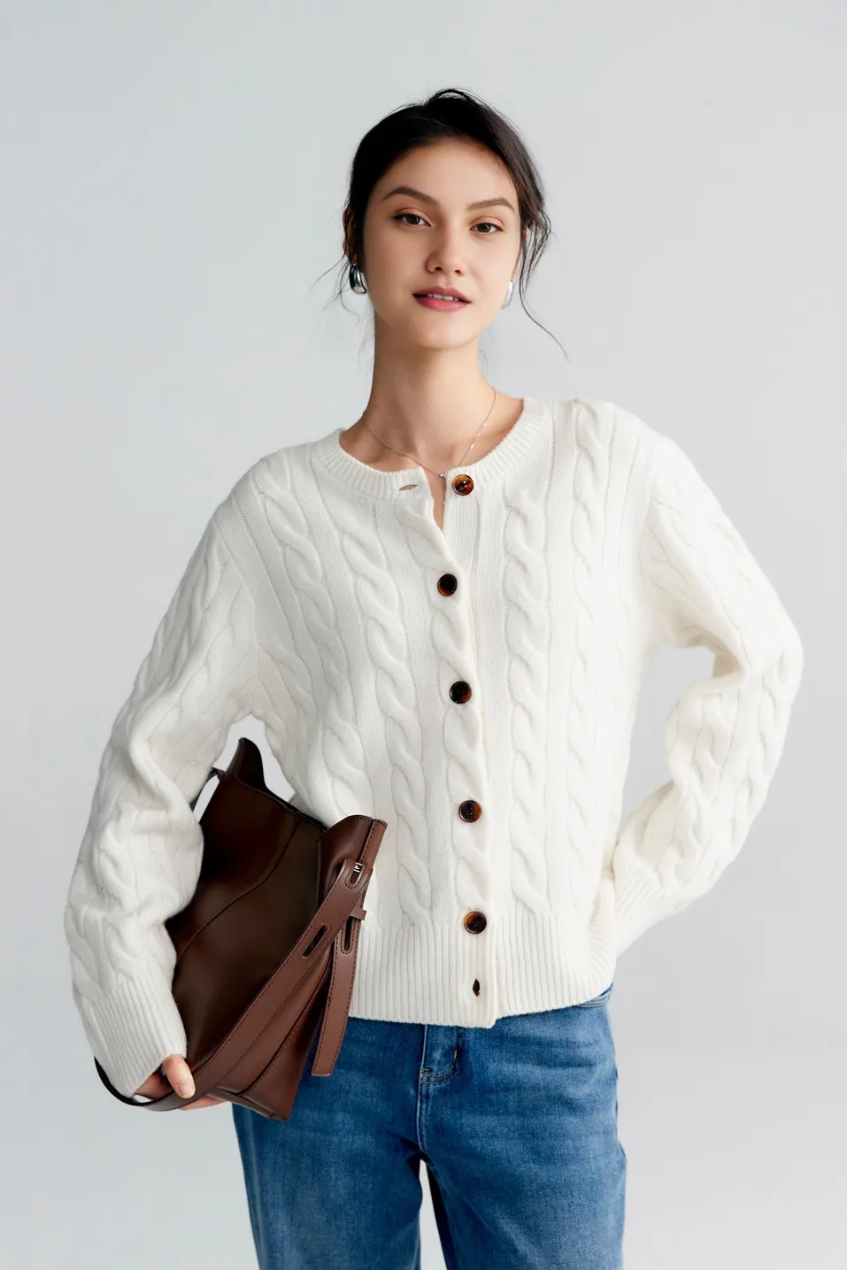 Vintage 100 Wool Cable Knit Cardigan