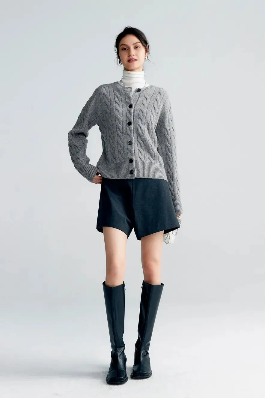 Vintage 100 Wool Cable Knit Cardigan