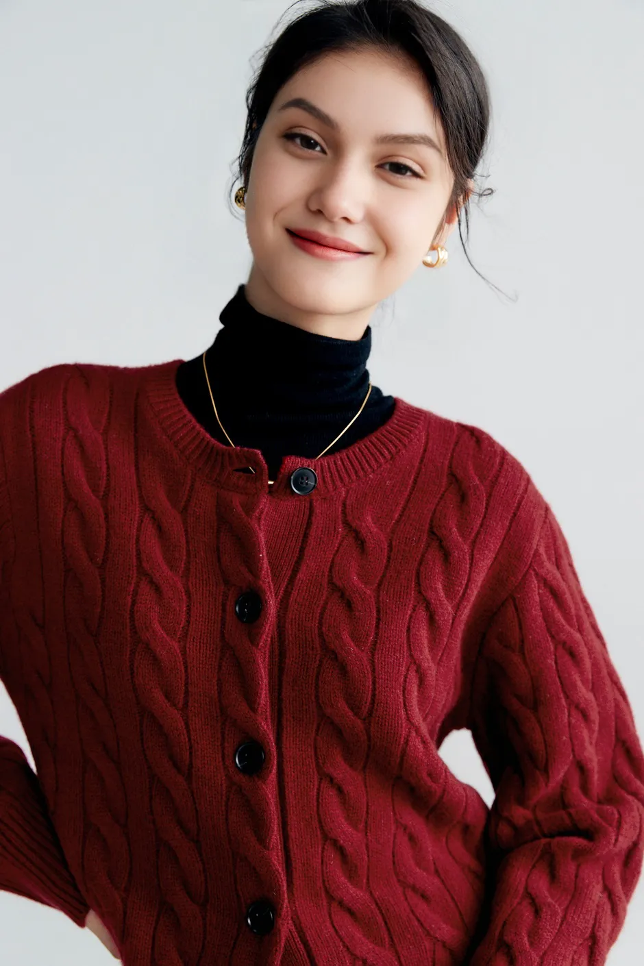 Vintage 100 Wool Cable Knit Cardigan
