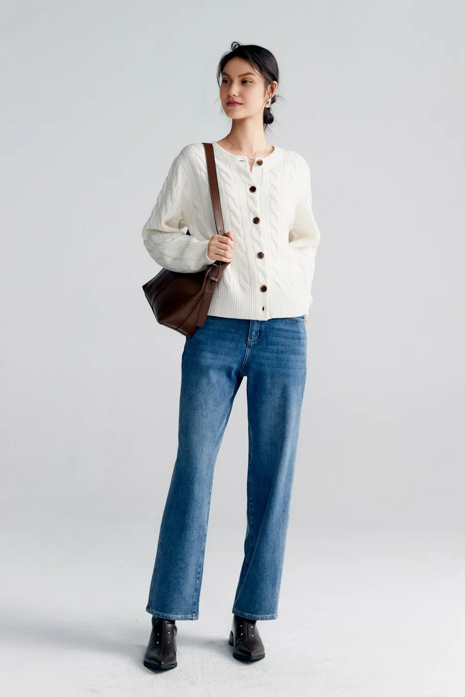 Vintage 100 Wool Cable Knit Cardigan