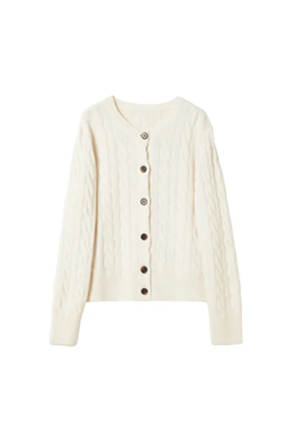 Vintage 100 Wool Cable Knit Cardigan