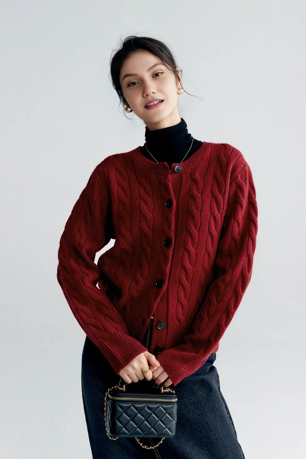 Vintage 100 Wool Cable Knit Cardigan