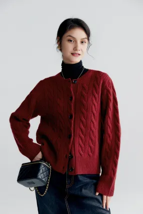 Vintage 100 Wool Cable Knit Cardigan