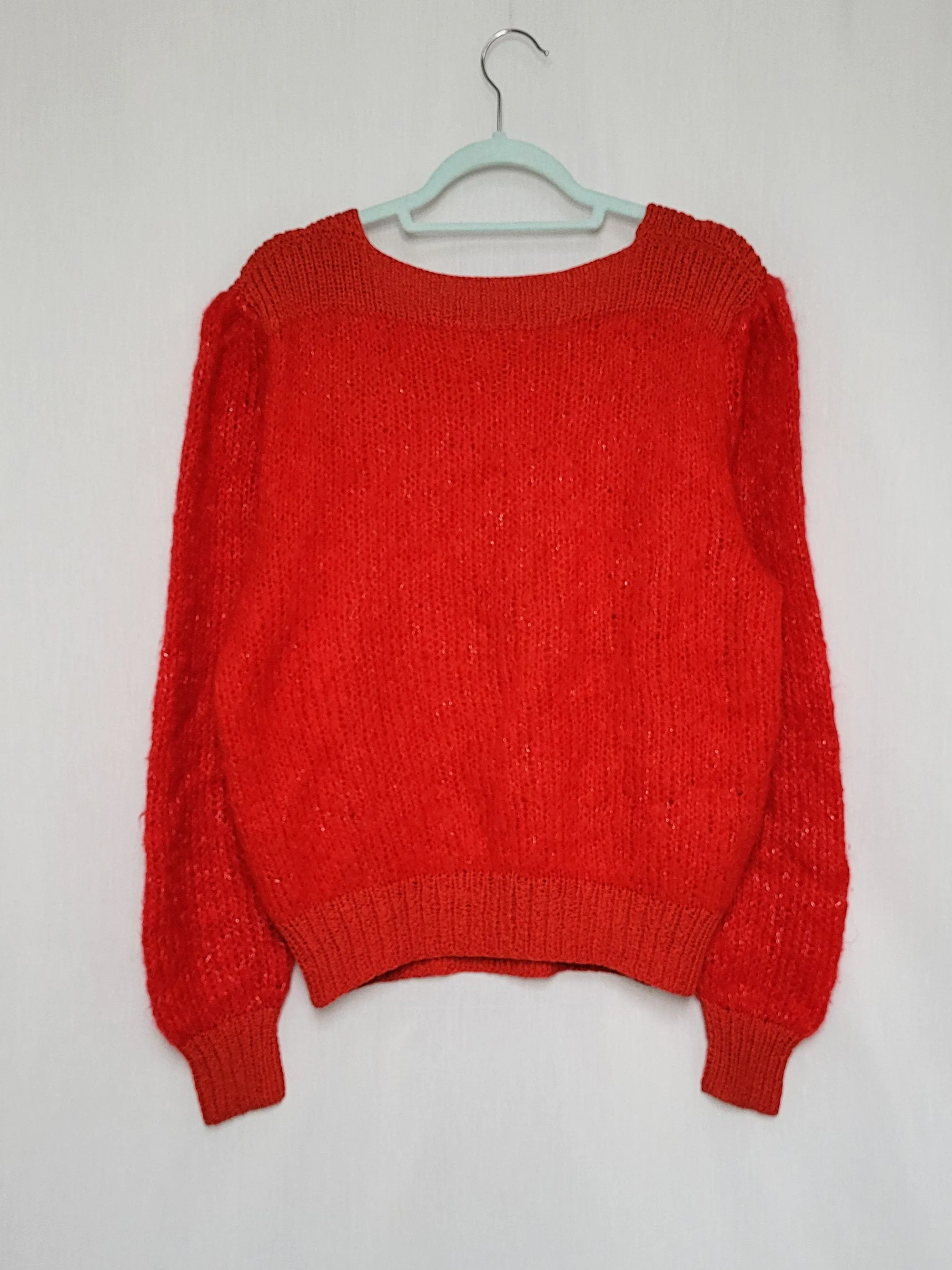Vintage 80s handmade red balloon sleeve oversize jumper top