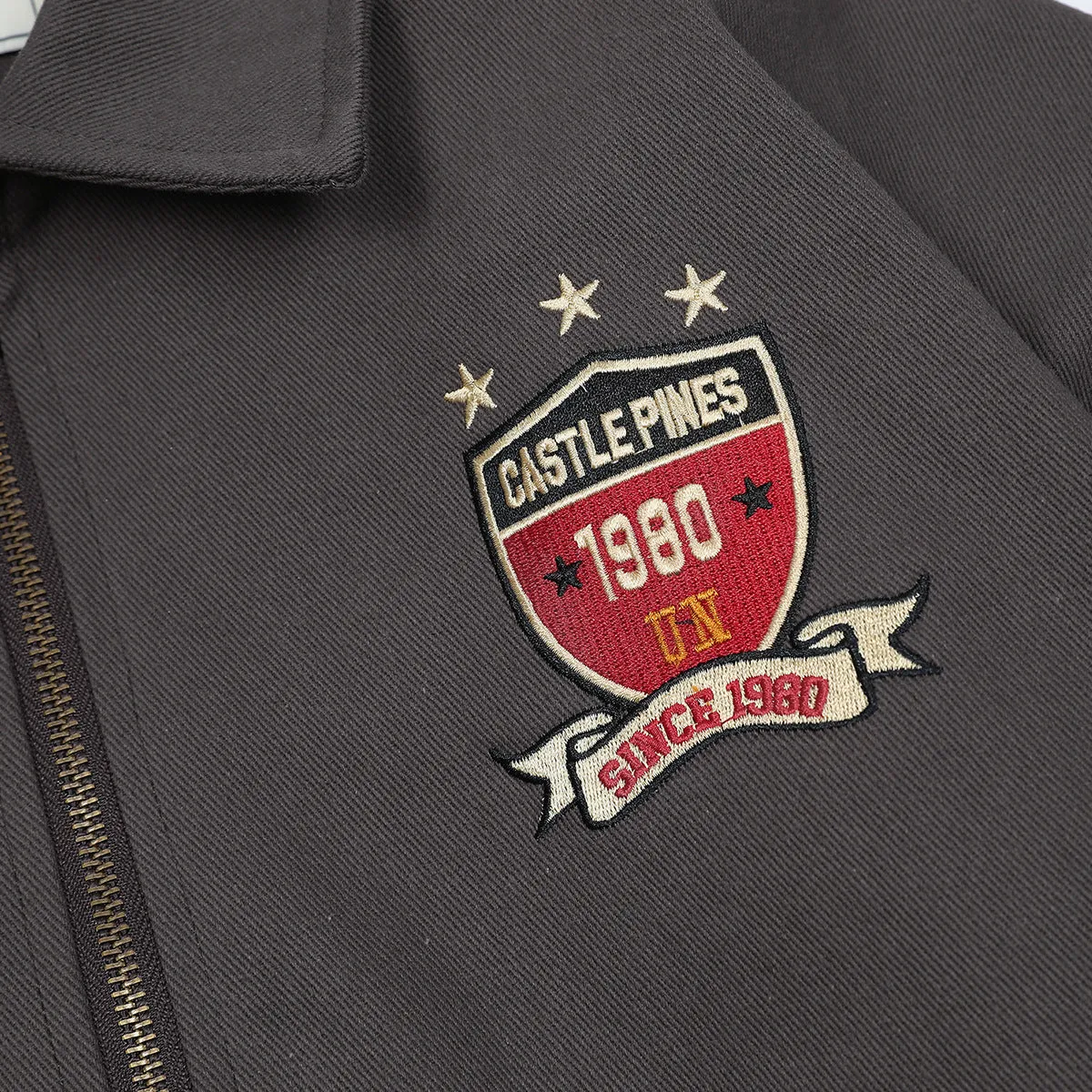 Vintage Bomber Jacket with Embroidery