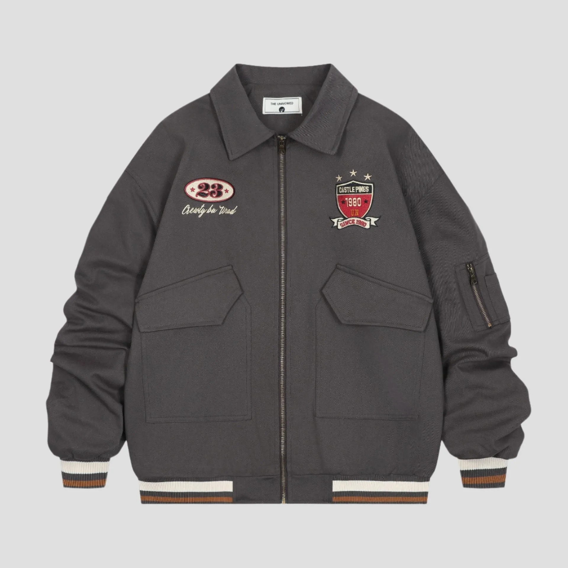 Vintage Bomber Jacket with Embroidery