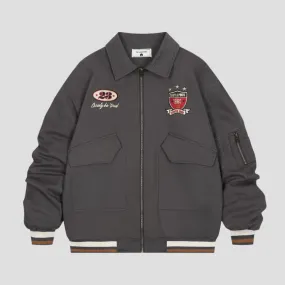 Vintage Bomber Jacket with Embroidery