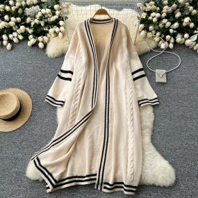Vintage Oversized Color Blocking Cardigan