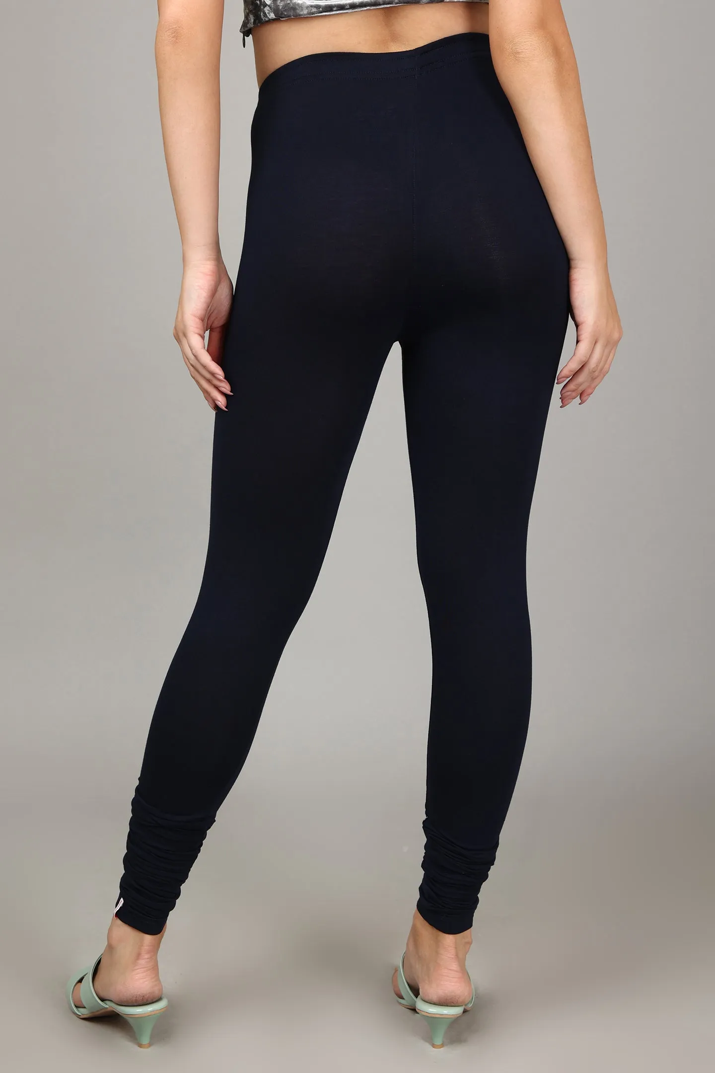 VISCOSE CHURIDAR LEGGINGS - NAVY