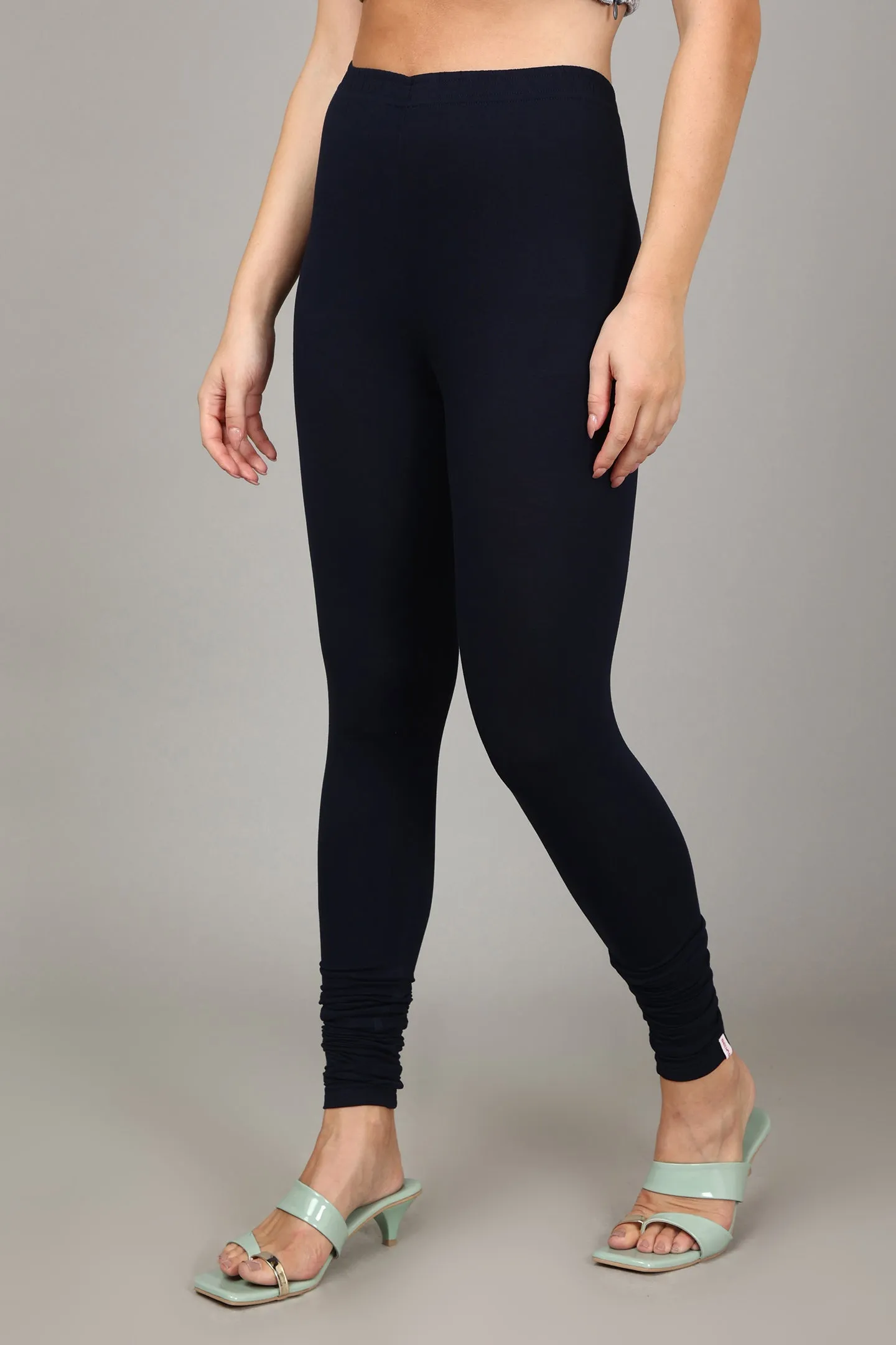 VISCOSE CHURIDAR LEGGINGS - NAVY