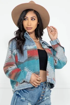 Western Print Denim Jacket