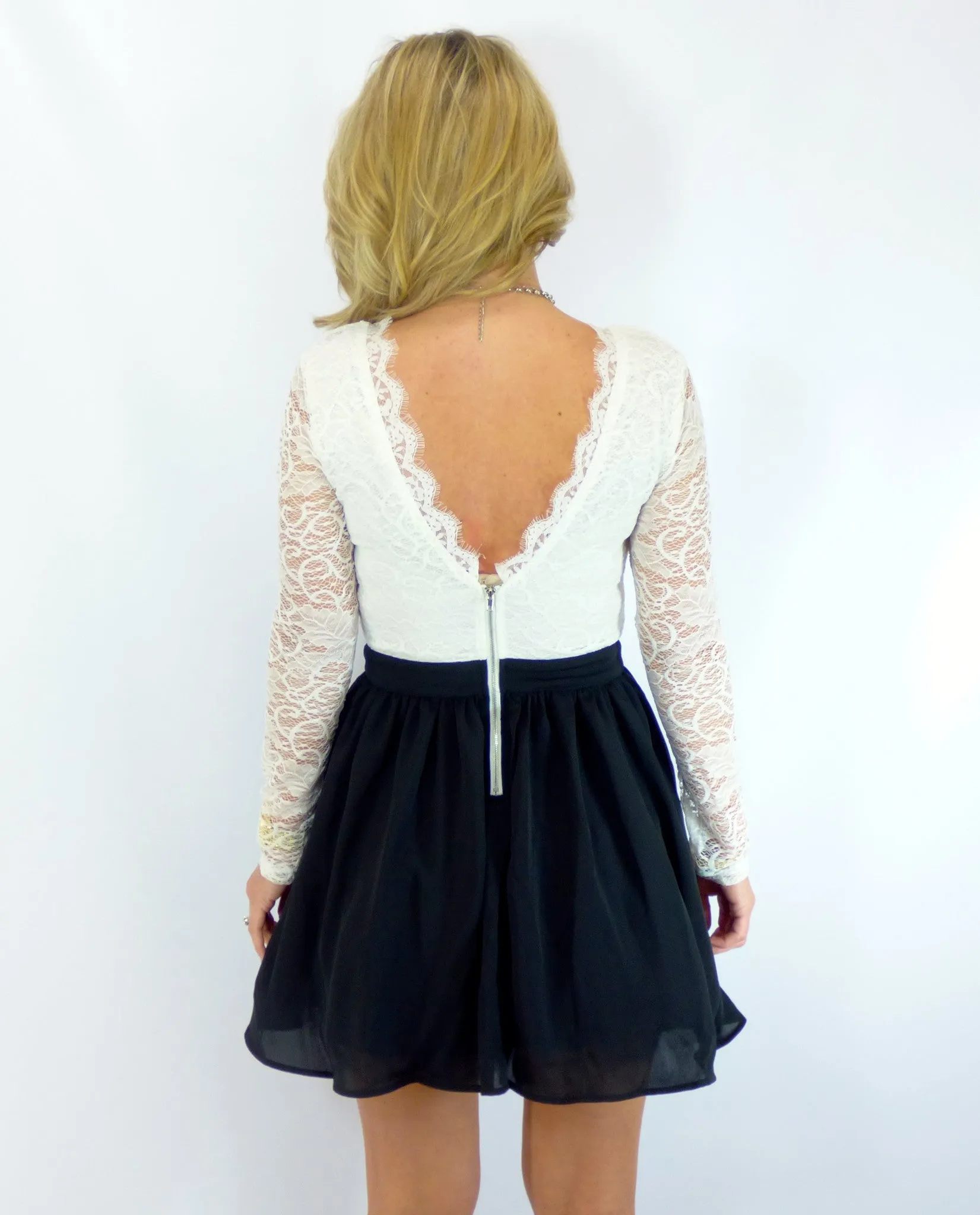 White & Black Party Dress