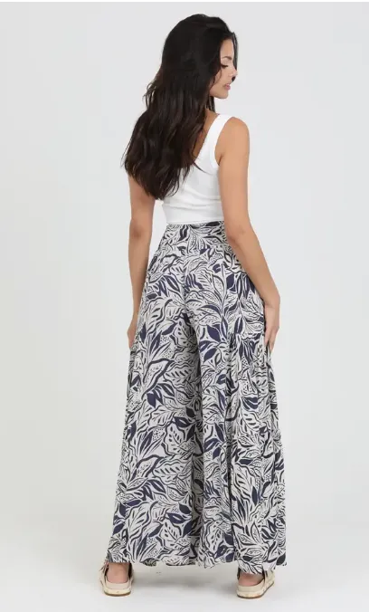 WIDE LEG PANTS WITH TIE WAIST