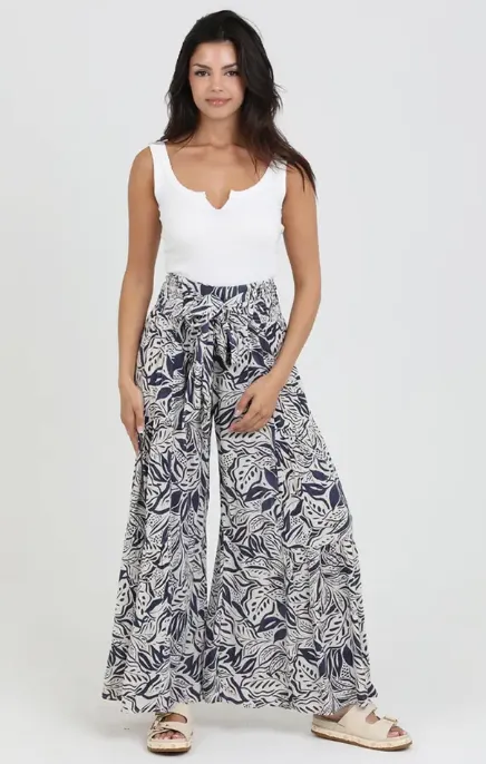 WIDE LEG PANTS WITH TIE WAIST