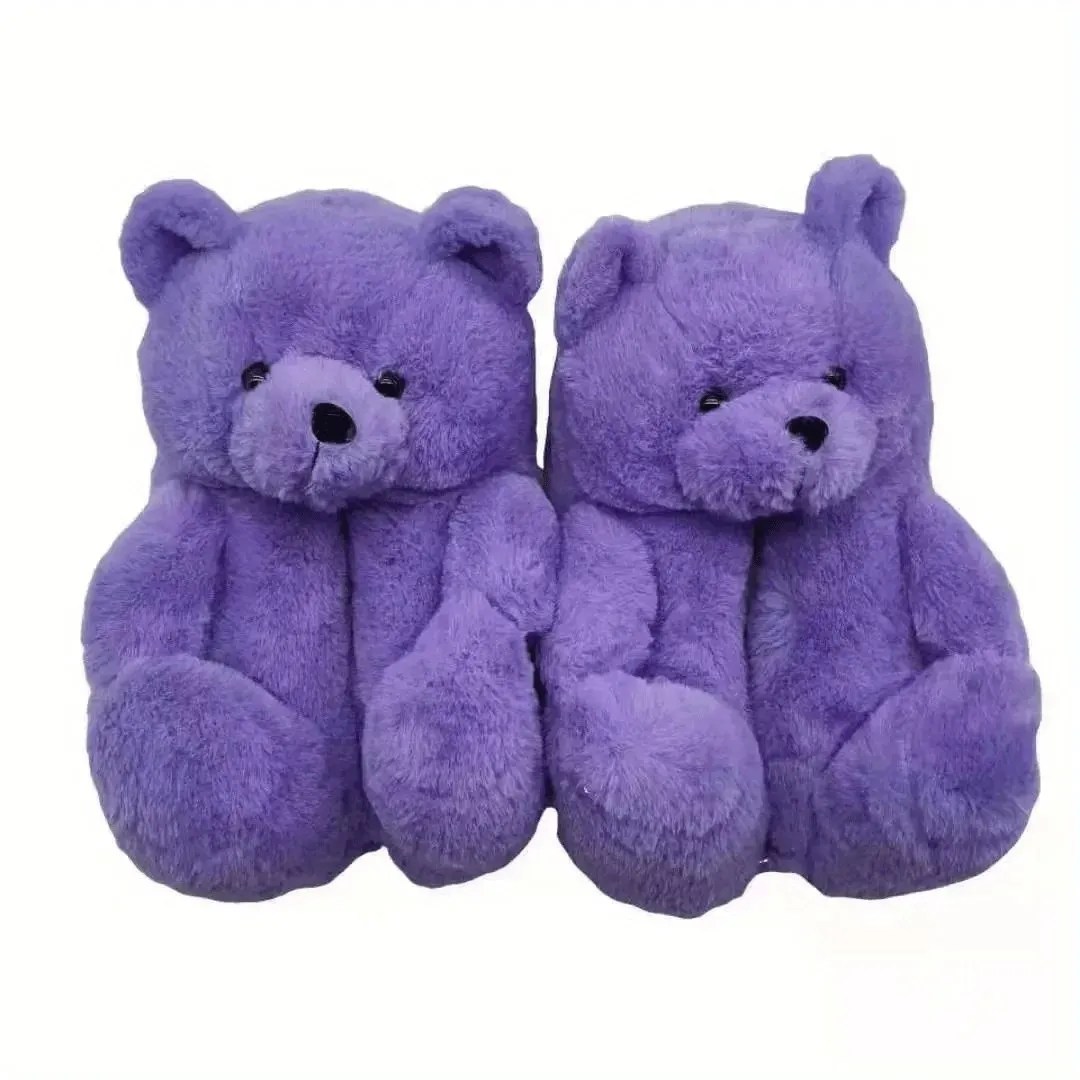 Women Teddy Bear Plush House Night Slippers