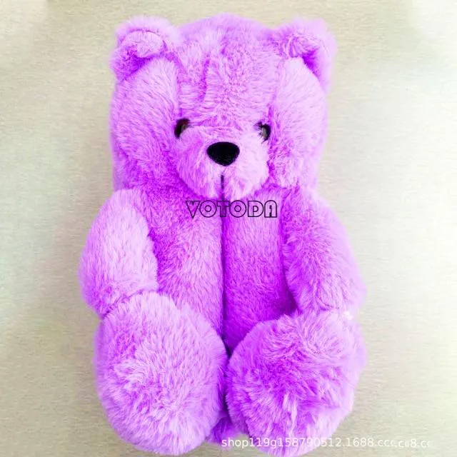 Women Teddy Bear Plush House Night Slippers