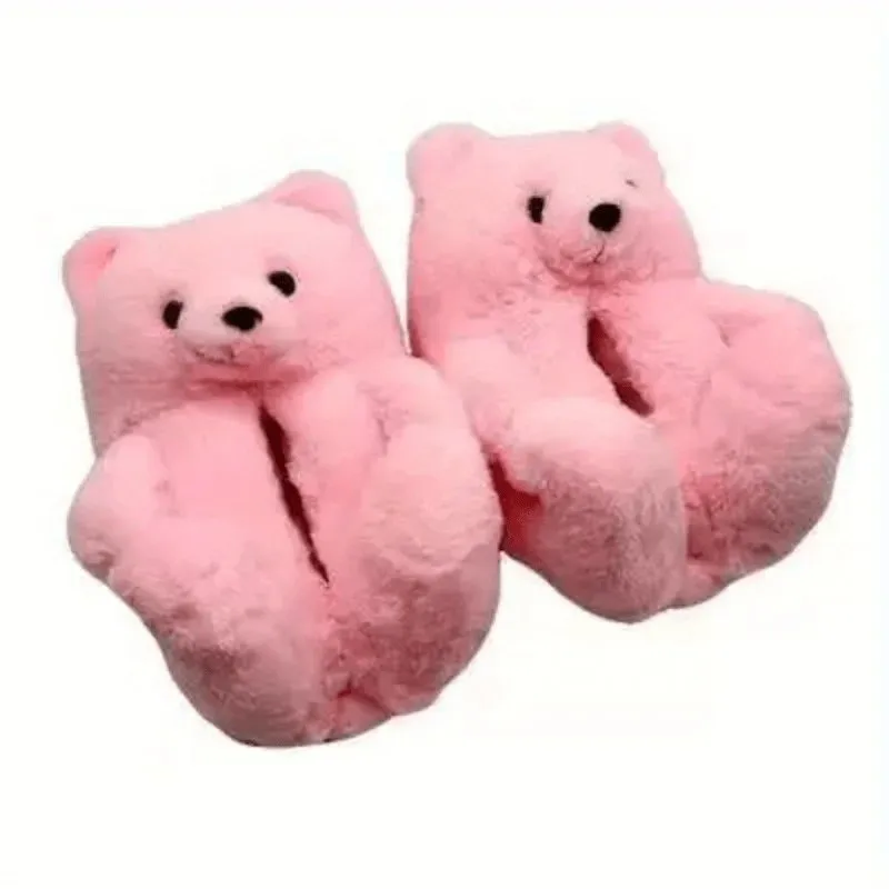 Women Teddy Bear Plush House Night Slippers